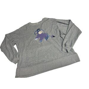 Vintage Disney Women’s L Sweatshirt Gray Eeyore Ice Skating In Purple Sweater